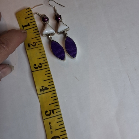 Vintage Chariote And Howlite Y2K Sterling Dangle Earrings - Picture 3 of 4